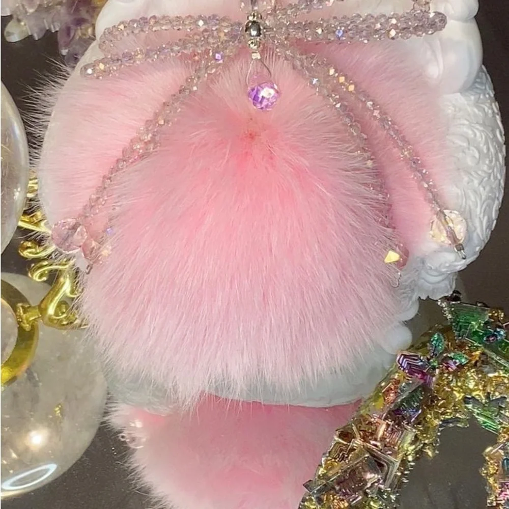 Pink Fluffy Cell Phone Accessory